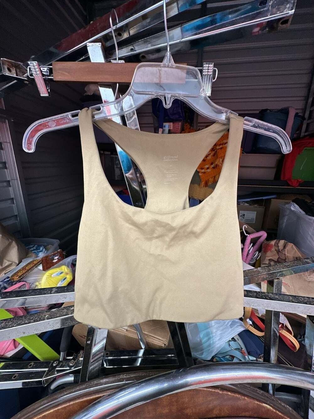 Girlfriend Collective Beige Recycled Polyester Spandex Athletic Tank Top Size M
